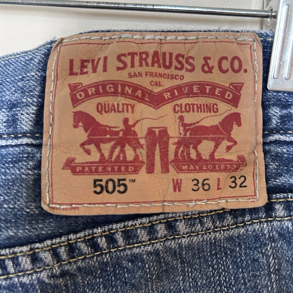 MEN'S LEVI'S BLUE JEANS 505 36x32 REGULAR STRAIGHT CLASSIC 100% COTTON DENIM